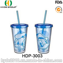 Tumbler plástico de 16oz por atacado com palha e tampa (HDP-3003)